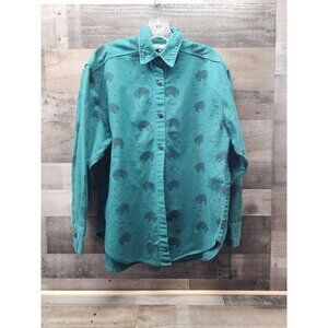 Vintage Rancha Deluxe Mens L Long-sleeve Cotton Western Flannel Lodge Bears USA